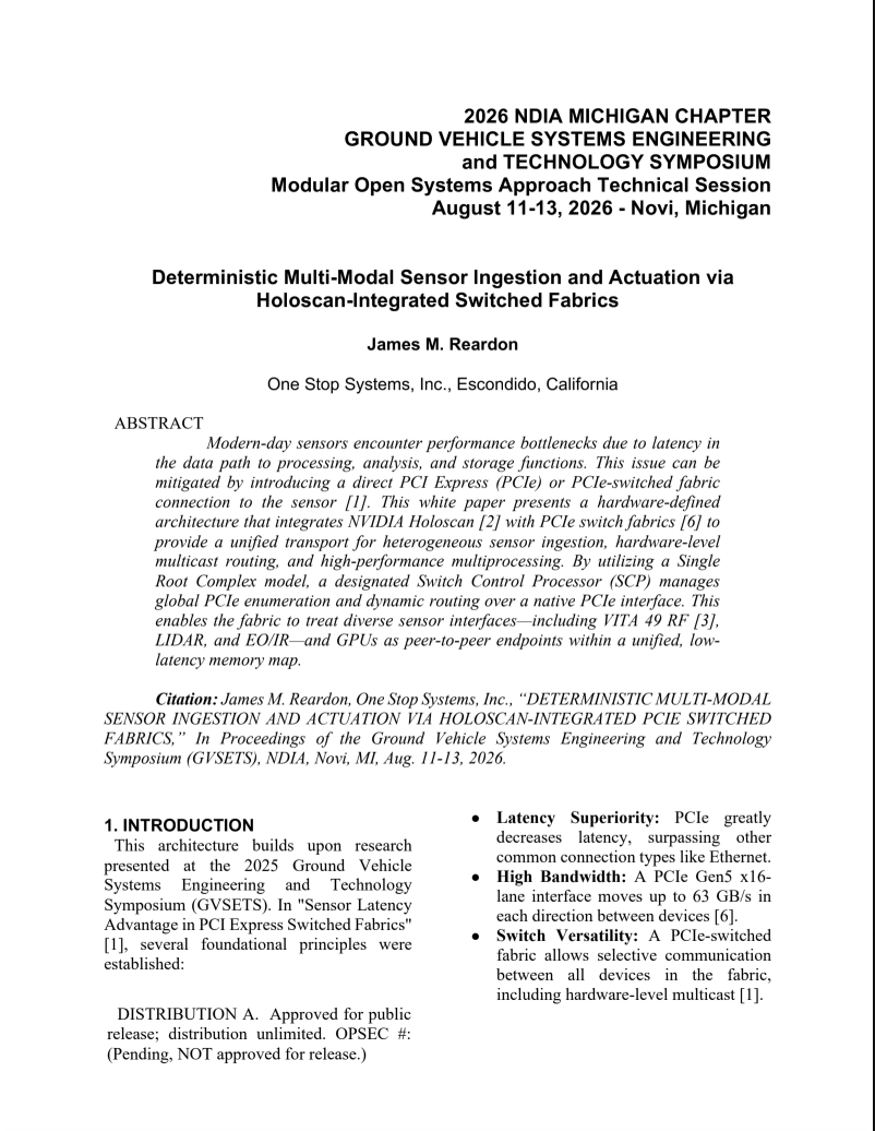 Deterministic Multi-Modal Sensor Ingestion and Actuation via Holoscan-Integrated Switched Fabrics